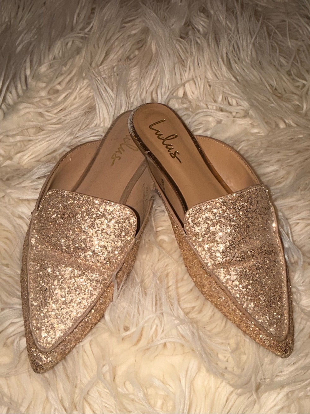 Lulus Joelle Mule Slide Pink Glitter Size 8